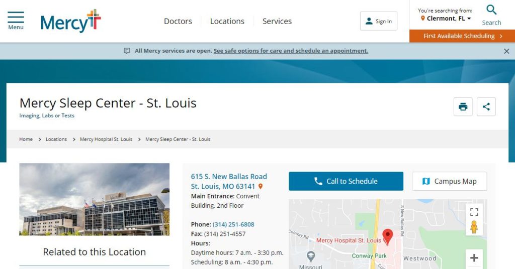 Mercy Sleep Center - St. Louis - SCOFA - Find Sleep Medicine ...