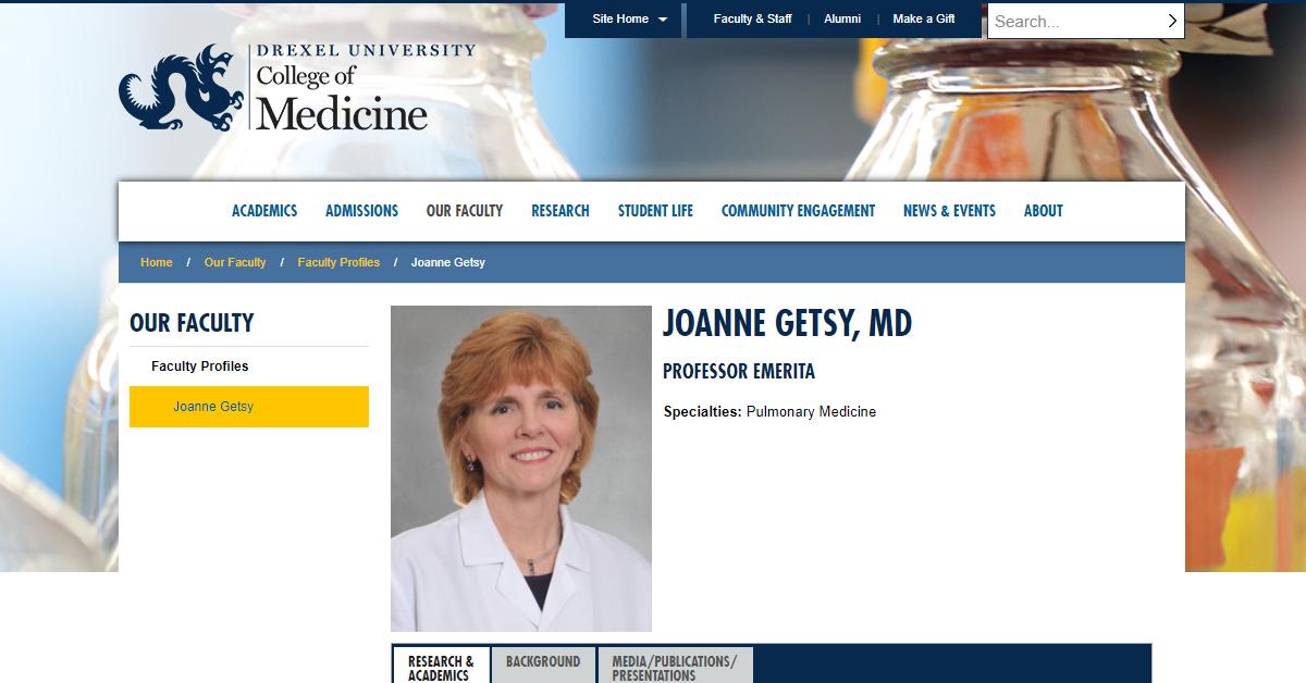 Drexel University College of Medicine – Dr. Joanne Getsy