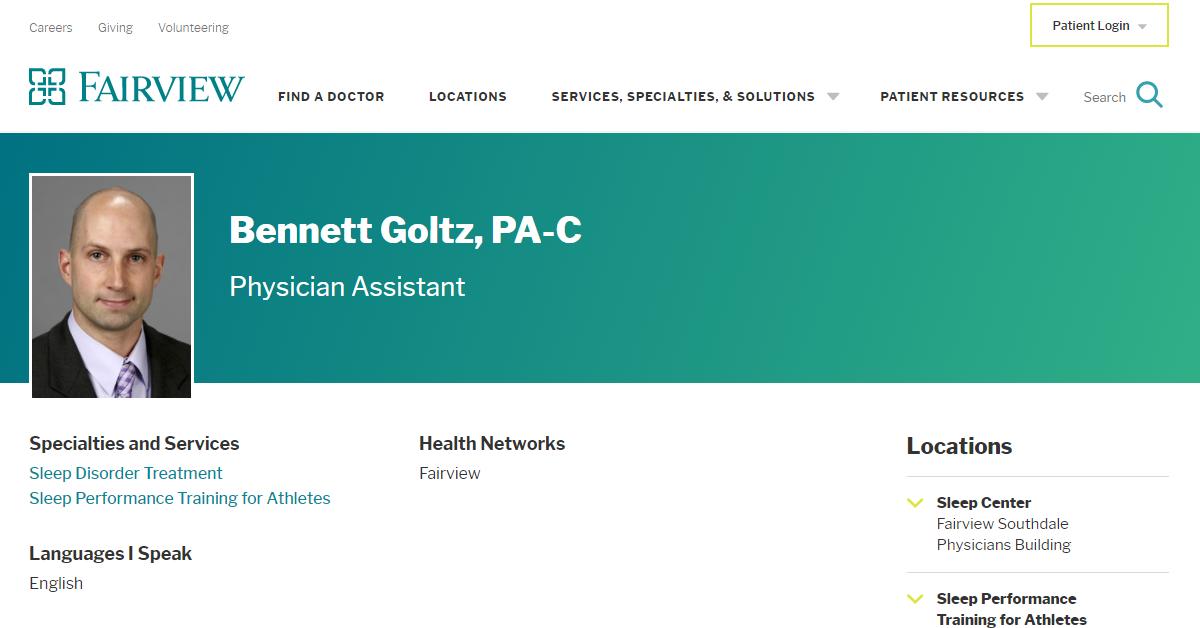 Fairview Sleep Center – Dr. Bennett Goltz, PA-C