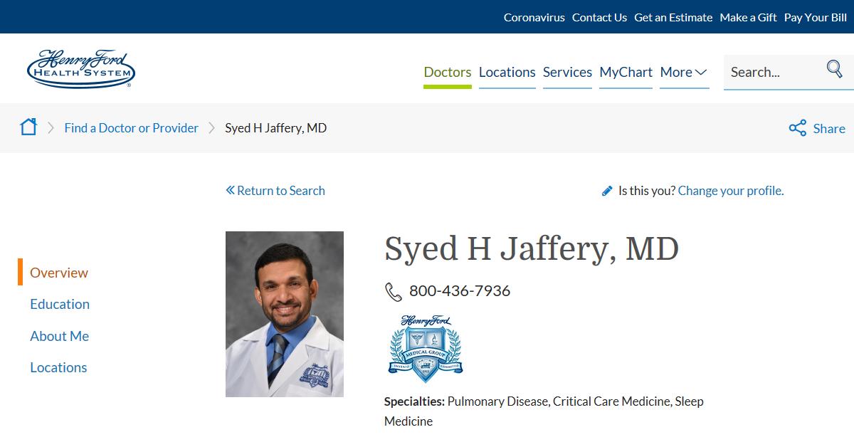 Henry Ford Sleep Disorders Center – Syed H Jaffery, MD