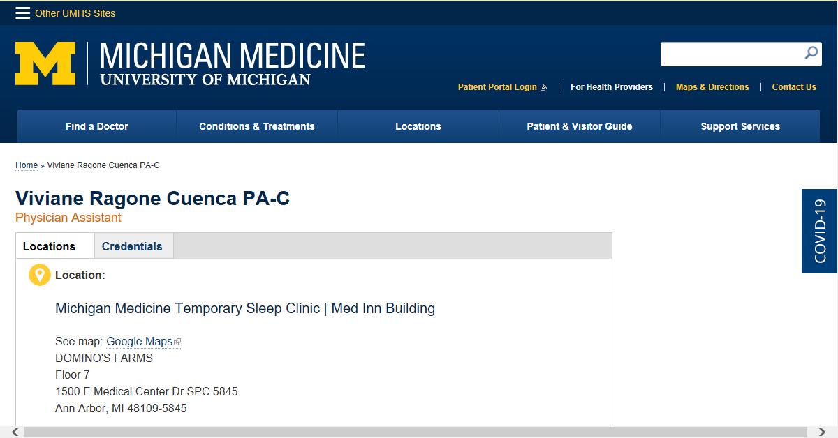 Michigan Medicine Sleep Clinic – Viviane Cuenca