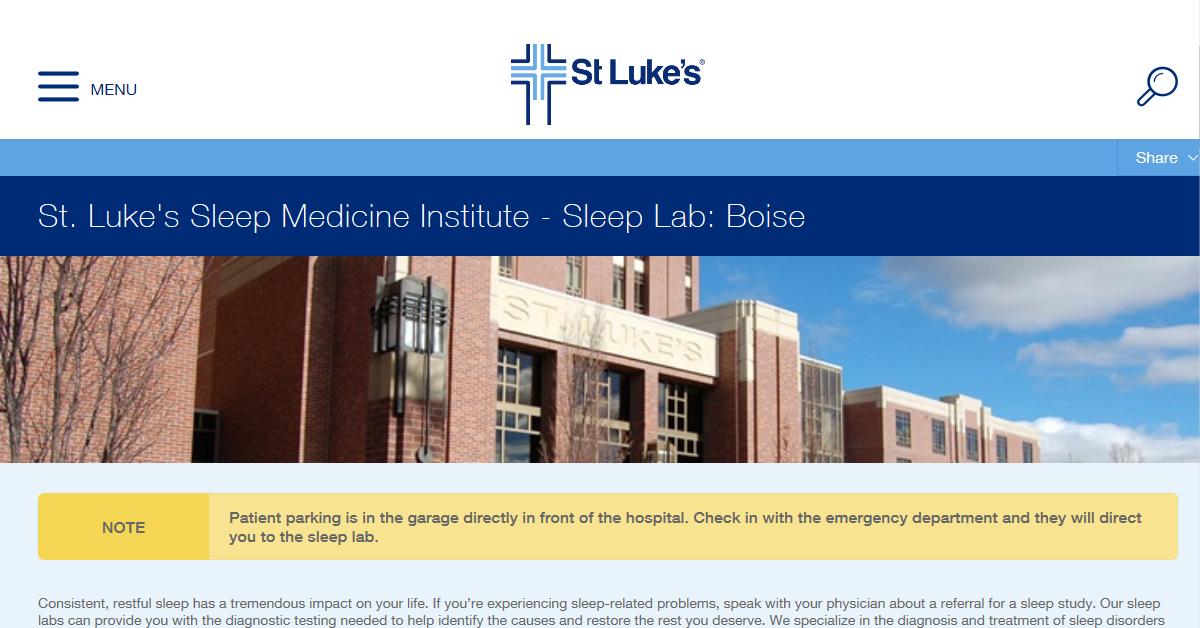 St. Luke’s Sleep Medicine Institute – Sleep Lab