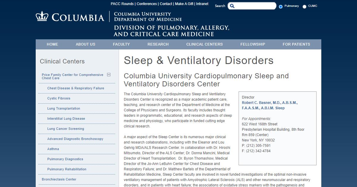 The Columbia University Center for Sleep Medicine