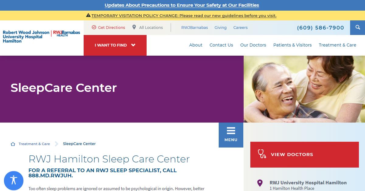 The Sleep Center at Robert Wood Johnson University Hospital Hamilton