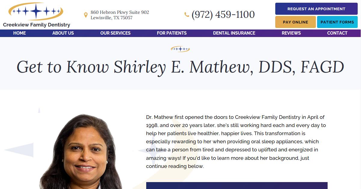 Creekview Family Dentistry – Shirley E. Mathew