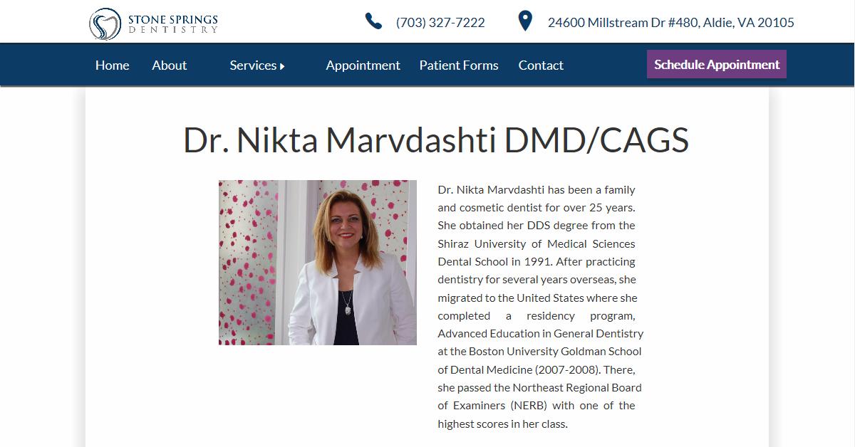 Stone Springs Dentistry – Dr. Nikta Marvdashti