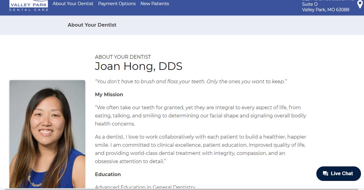 Valley Park Dental Care – Dr. Joan Hong