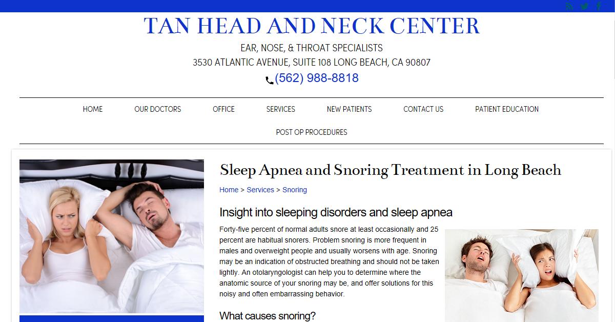 Tan Head & Neck Center – Snoring and Sleep Apnea