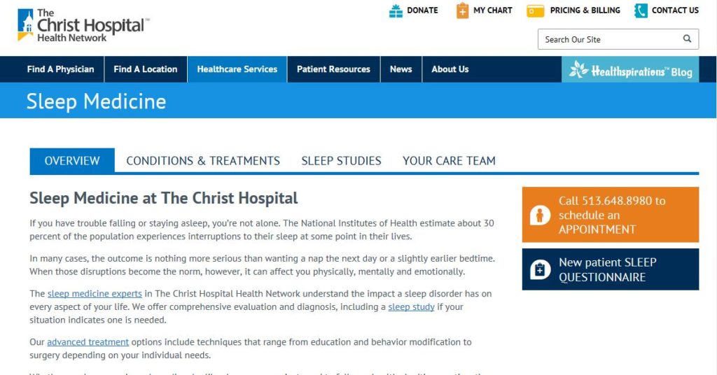The Christ Hospital Sleep Center SCOFA Find Sleep Medicine