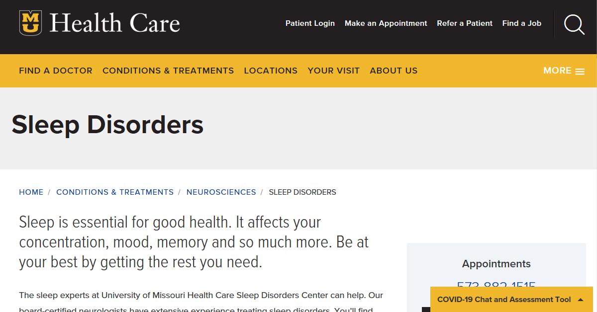 University of Missouri Health Care Sleep Disorders Center