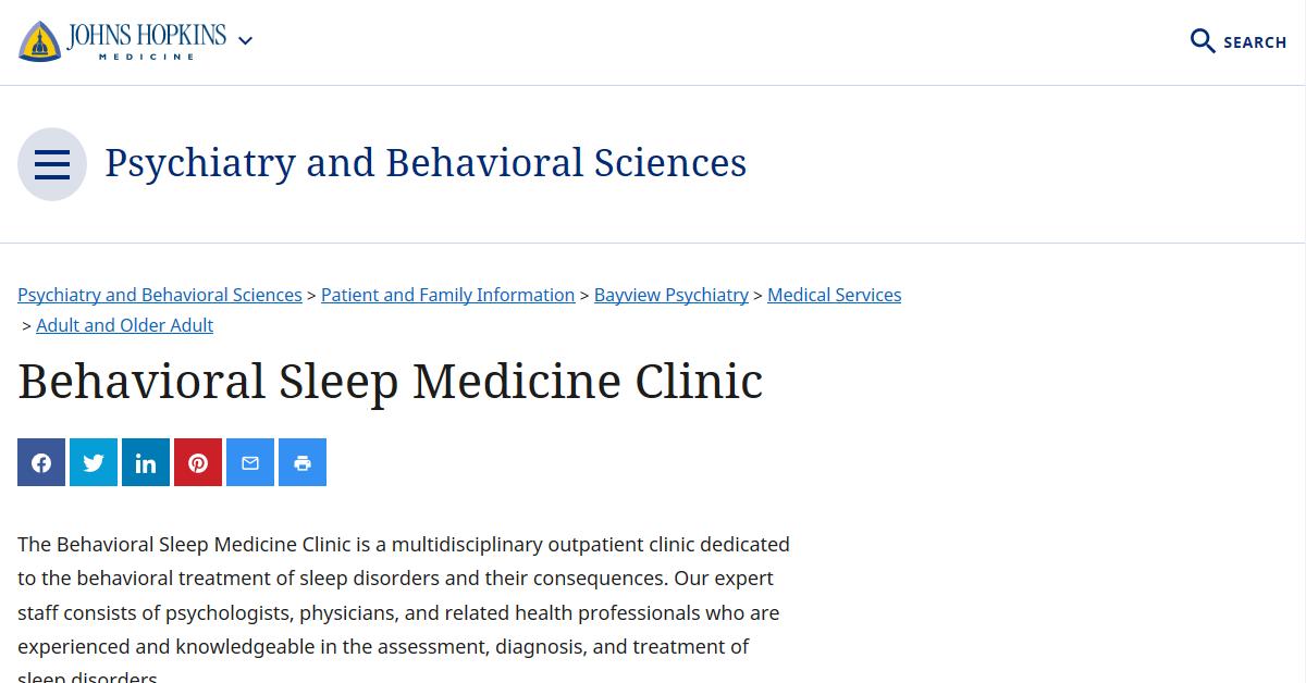 John Hopkins Behavioral Sleep Medicine Clinic