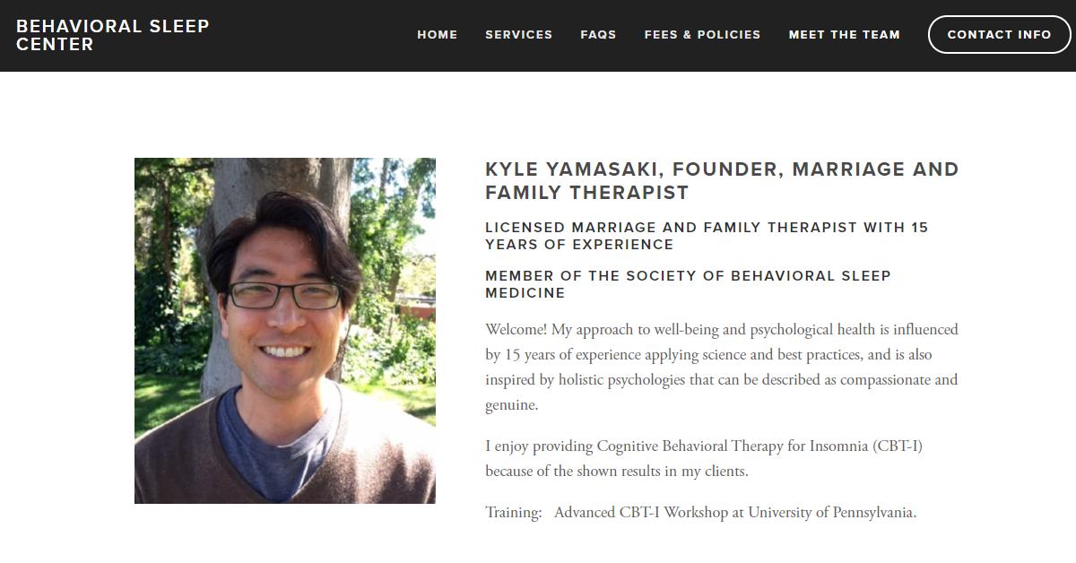 Behavioral Sleep Center – Kyle Yamasaki, MFT