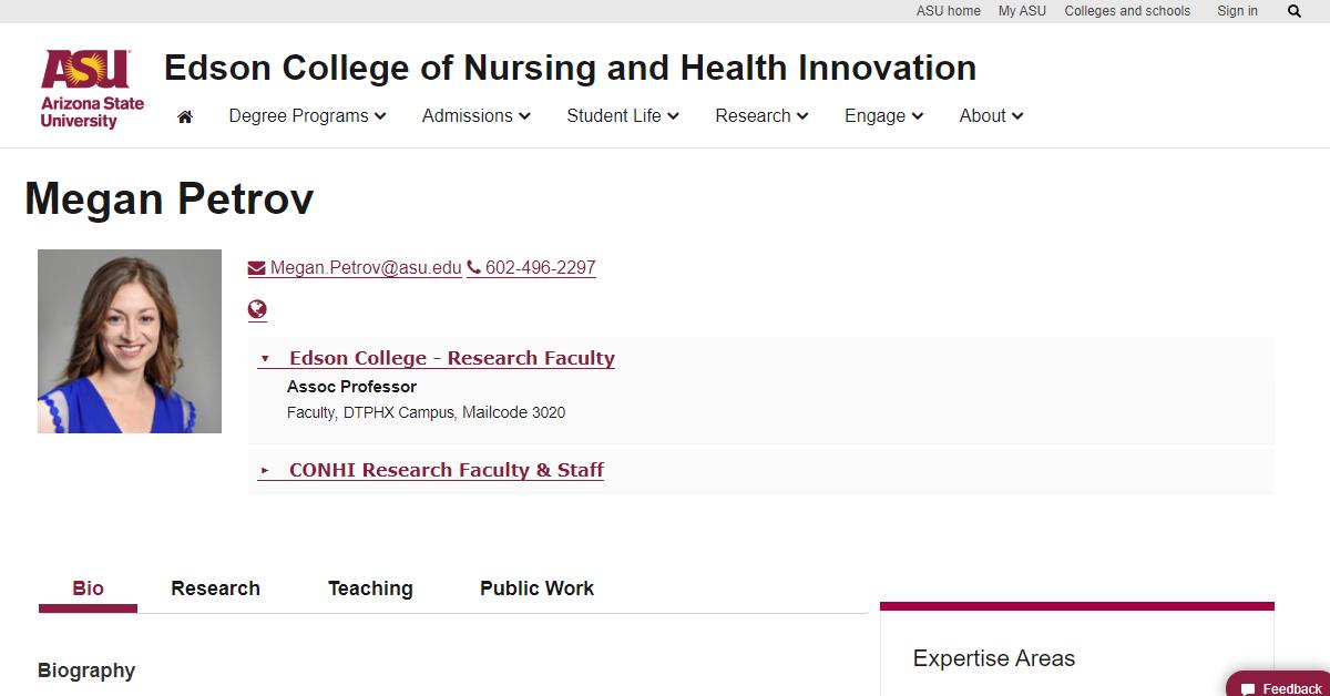 Edson College of Nursing and Health Innovation – Megan Petrov, PhD