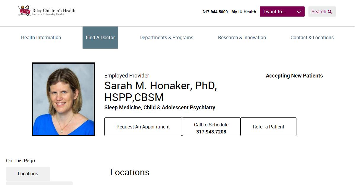 Riley Childern’s Health – Sarah Honaker, PhD, CBSM