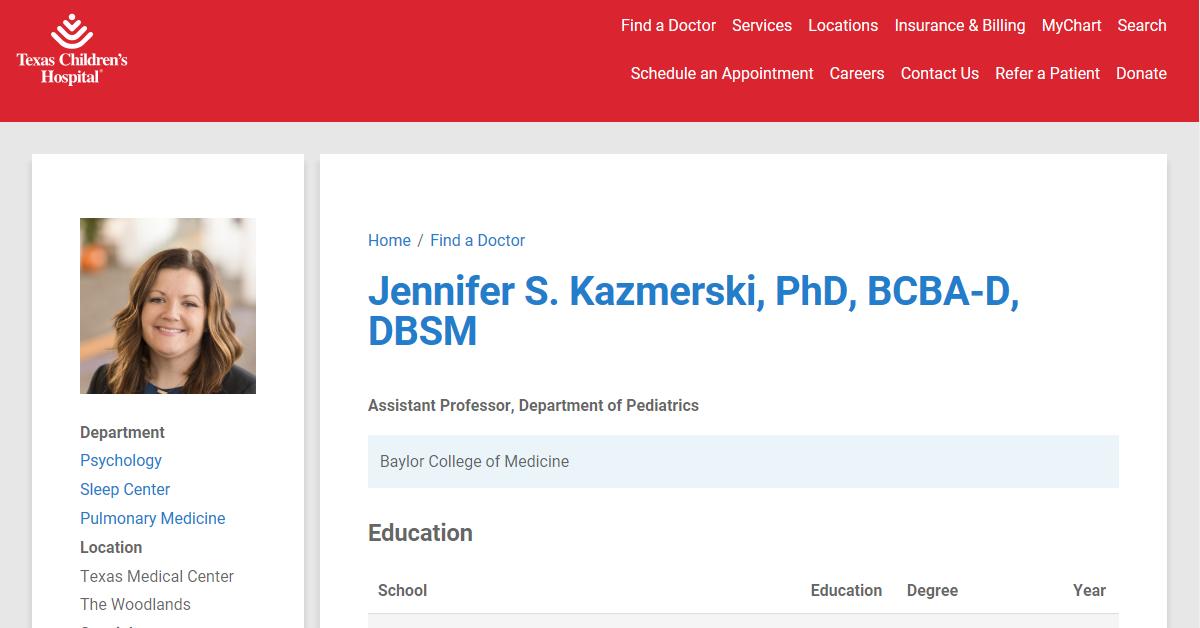 Texas Childrens Hospital – Jennifer Kazmerski, PhD.