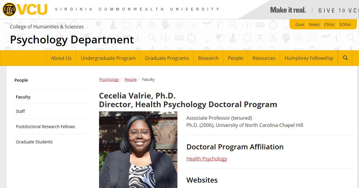 Virginia Commonwealth University – Cecelia Valrie, Ph.D