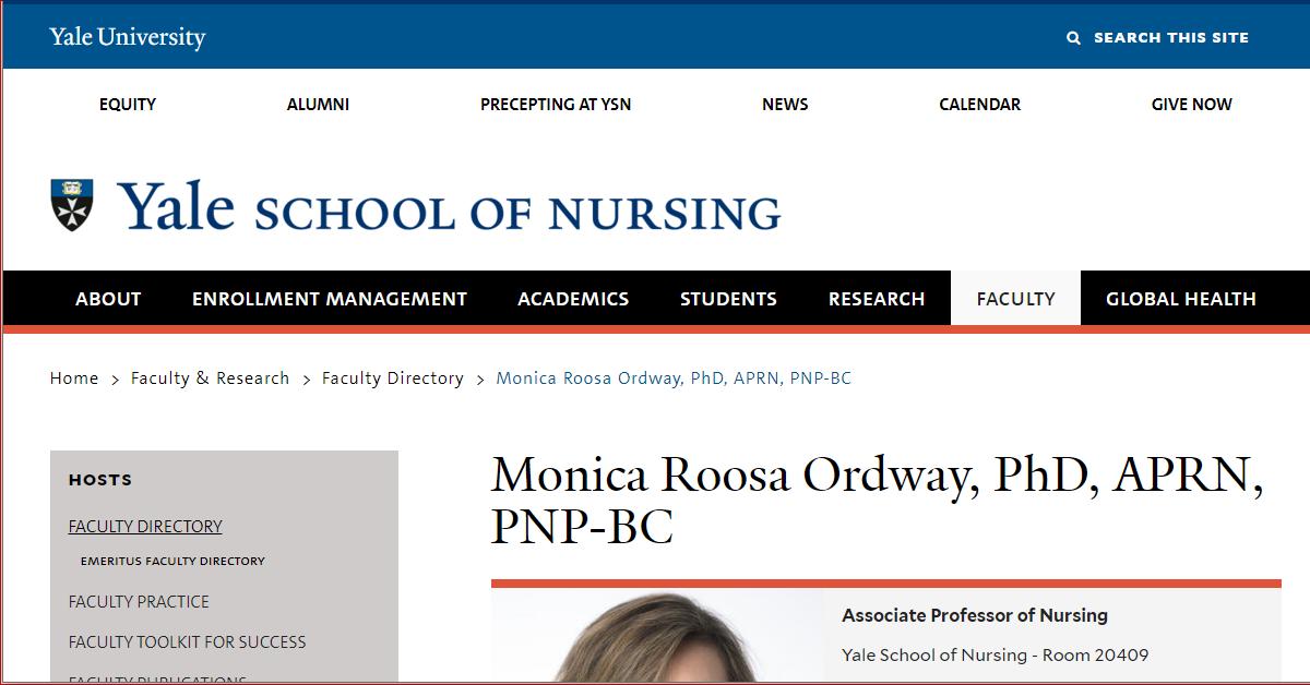Yale University School of Nursing – Monica Ordway, PhD